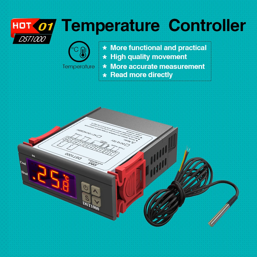 DST1000 STC-1000 12 В 24 в 110 В 220 В светодиодный цифровой регулятор температуры инкубатор терморегулятор Термостат с нагревателем охладитель