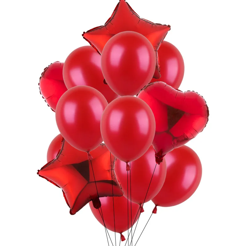 

14pcs Heart Star Balloon Happy Birthday Party Metallic Chrome Balloons Baby Shower Wedding Decor Helium Ballons Cartoon Hat
