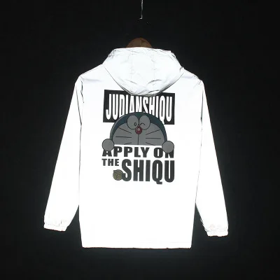 Ameng 19 Демисезонный полный Светоотражающие 3 м Для мужчин куртка Повседневное в стиле "хип-хоп" Водонепроницаемый ветровка куртка Ночная езда блестящие с капюшоном светоотражающий жилет - Цвет: Ameng