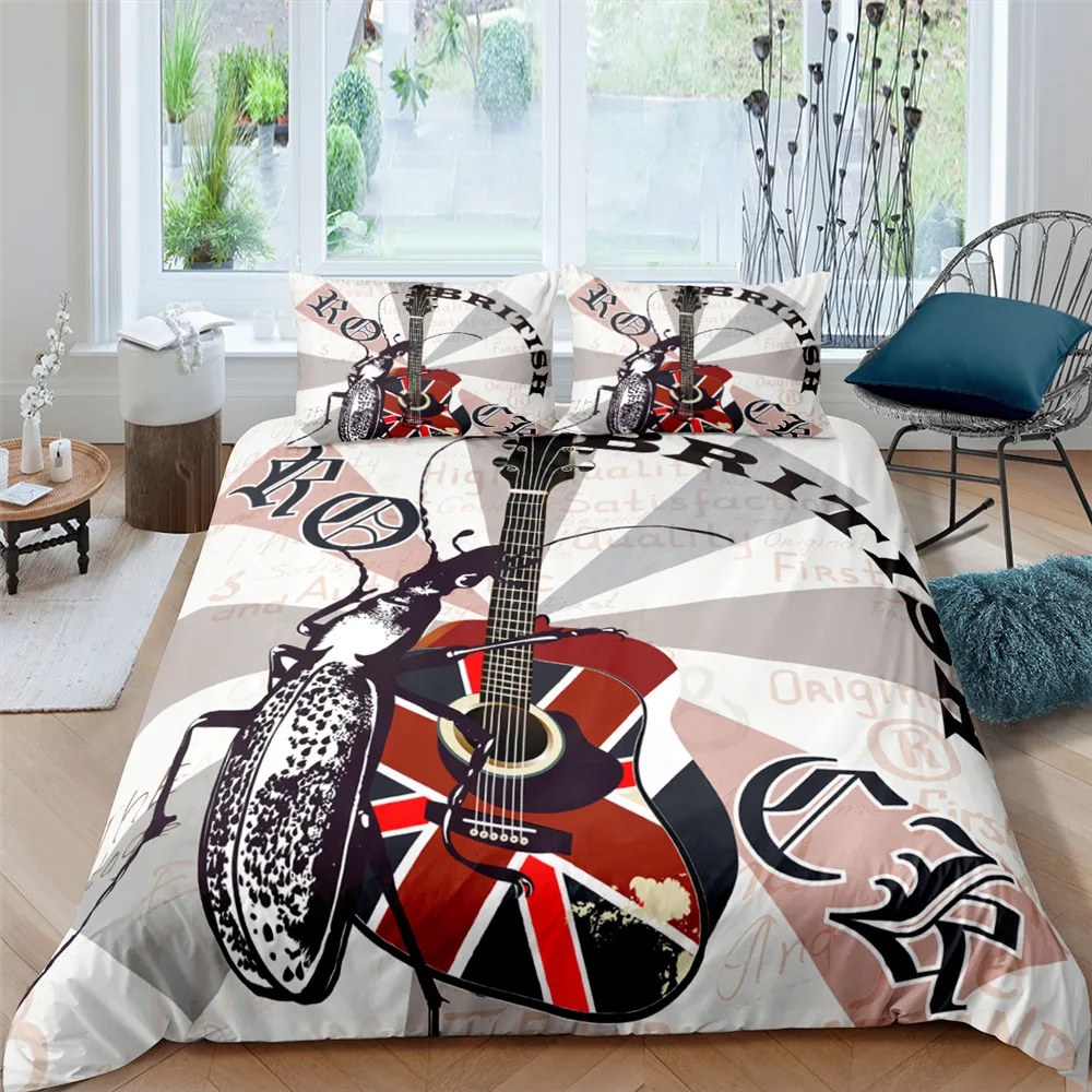 

3D Digital Guitar Printed Bedding Set Twin Full Queen King Sizes Duvet Cover With 2/3 Pcs Pillowcases Bedclothes Home Textiles
