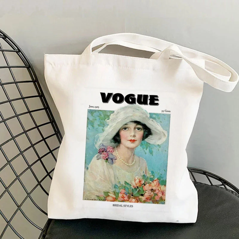 

Shopper Vogue Two People woman Printed Tote Bag women Harajuku shopper handbag girl Shoulder shopping bag Lady Canvas Bag