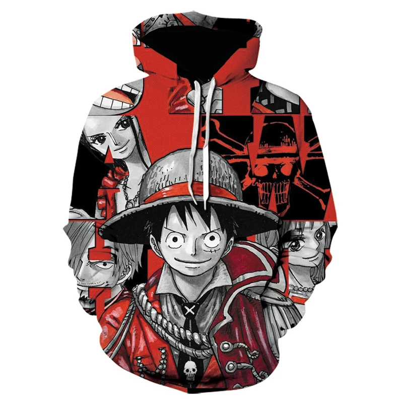 

Fashion One Piece Anime Hoodies Homem Men pullovers Women Hooded Casual Long Sleeve 3D Print Male oversized Sweatshirts Tops 5XL