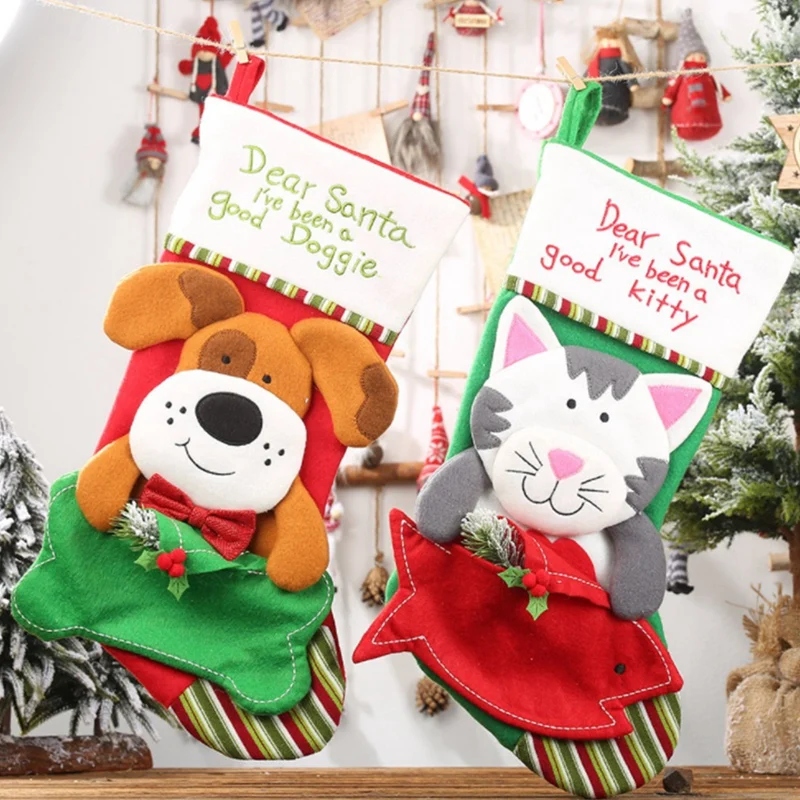 Рождественские чулки для домашних животных 2 упаковки рождественских чулок