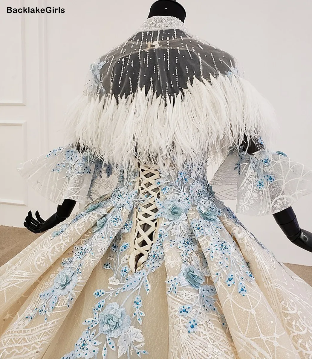 Vestido De Noiva роскошное свадебное платье с высоким воротом расклешенными рукавами