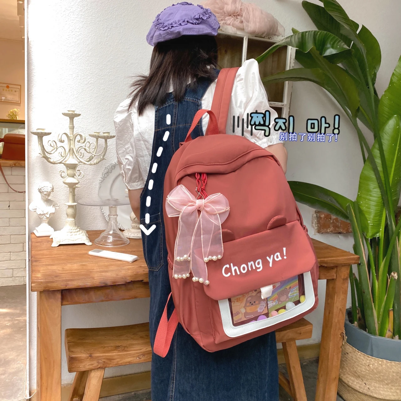 

2022 Kawaii Bow Nylon Women Backpack Fashion Waterproof Rucksack for Teen Girls School Bag Cute Student Bookbag Travel Backpack