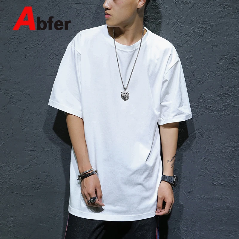 

Abfer 2021 Summer New Style Unisex Casual Solid Crew Neck Cotton Oversized T Shirt Vintage Hip Hop Short Sleeve Tops Tees