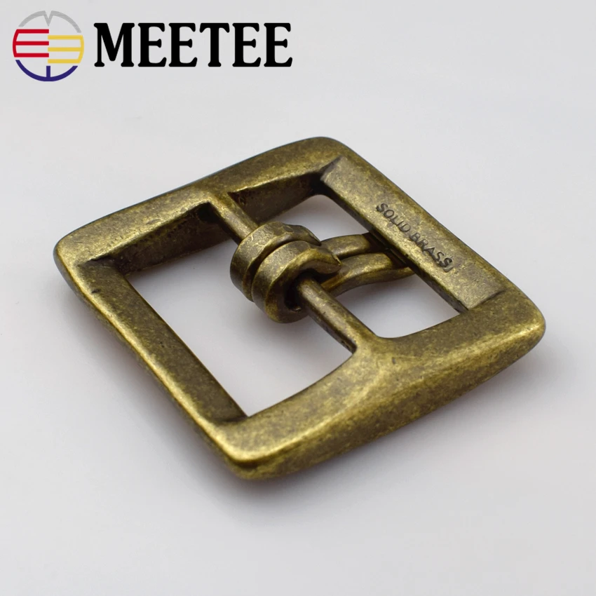 Meetee, 40 мм, Ретро стиль, чистая медь, латунь, пряжка для ремня для мужчин и женщин, двойной штыревой ремень, пряжки, сделай сам, швейный ремень, джинсы, отрегулируйте, кожевенное ремесло