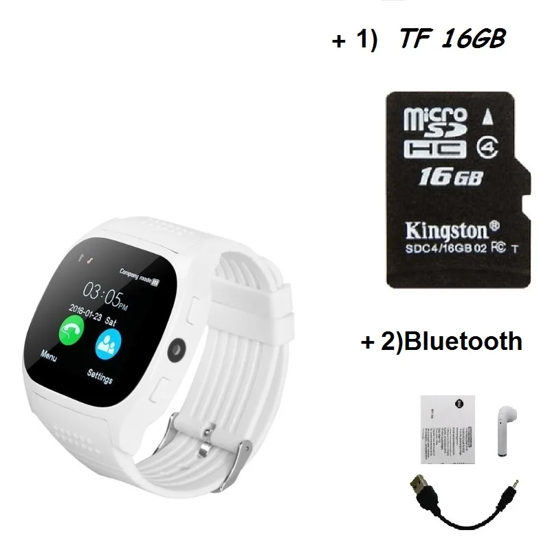 White TF add BT Stepfly T8 Bluetooth Смарт часы с камерой Facebook Whatsapp поддержка SIM TF карты вызова Smartwatch для телефона Android PK DZ09 Q18 - Цвет: White TF add BT