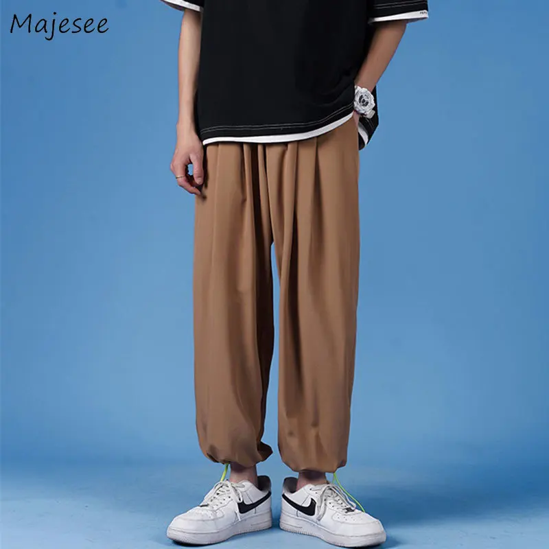 

Summer Draped Quick-dry Casual Pants Men Ankle-length Breathable Bundle Loose Trousers Teen Harajuku Plus Size M-5XL Bottoms New
