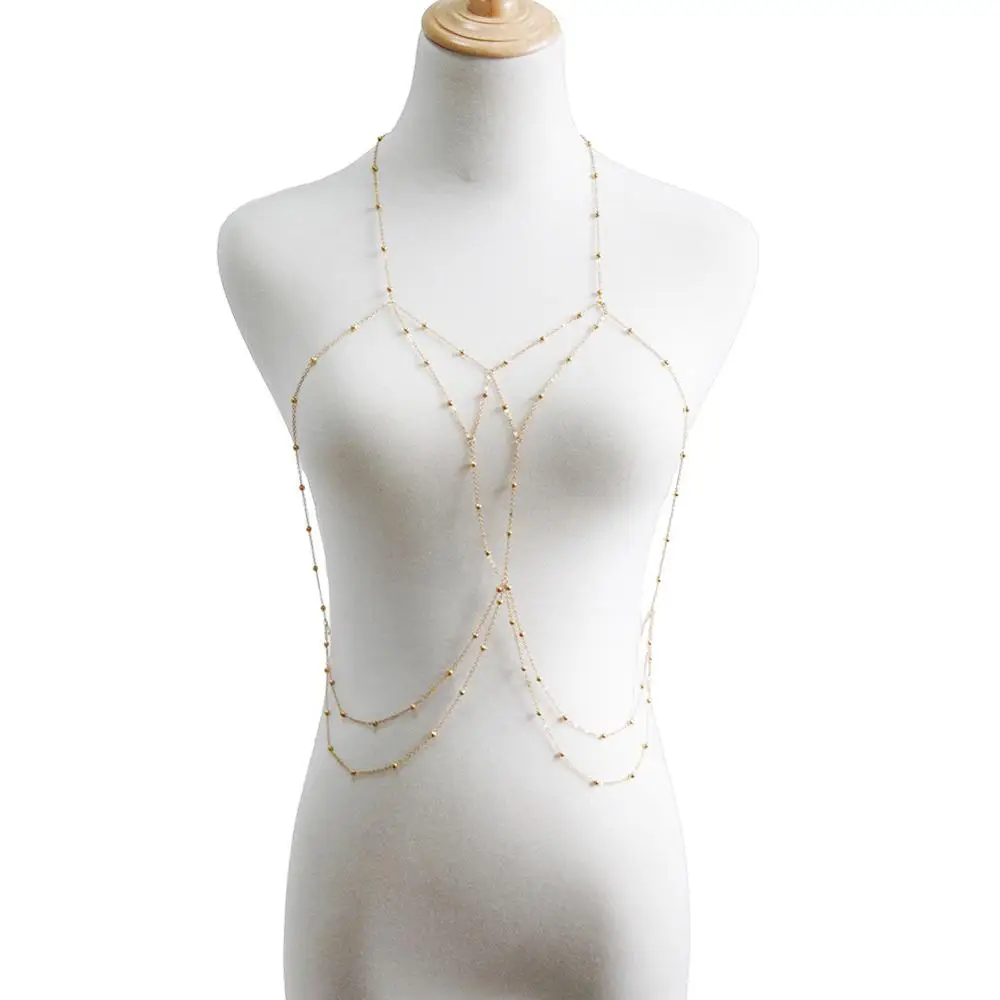 Женское бикини золотого и серебряного цвета многослойная цепочка с кисточками