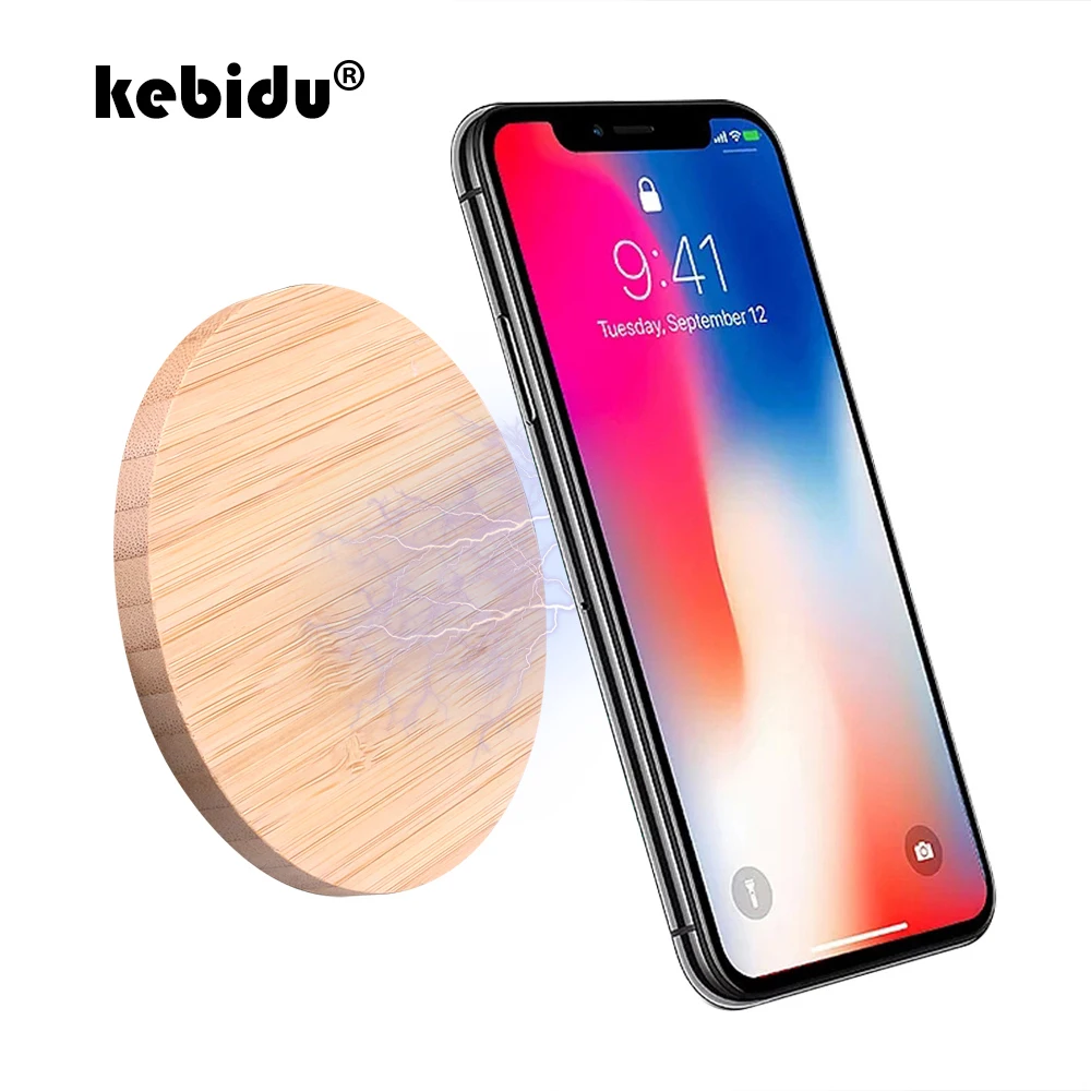 Беспроводная зарядная панель kebidu Wood QI для Samsung S8 S9 универсальная Быстрая зарядка 5