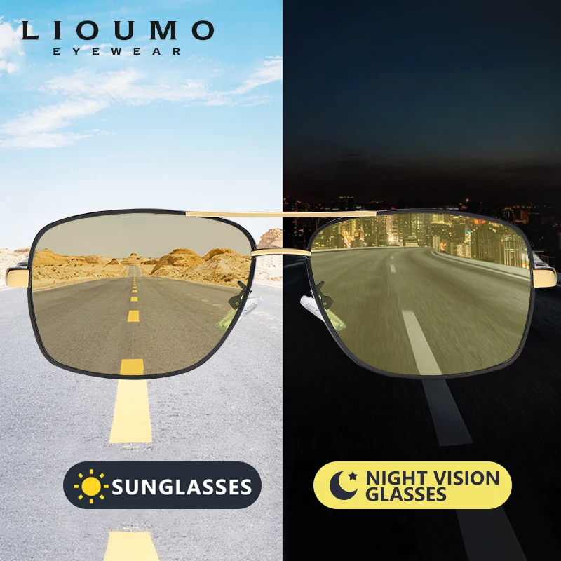 Модные квадратные солнцезащитные очки мужские поляризованные HD фотохромные