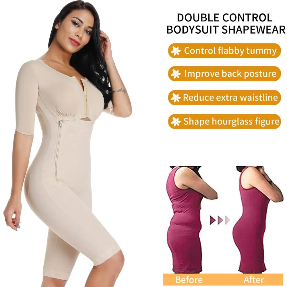 Women's Shapewear Bodysuit: Full Body Shaper with Sleeves - 3 in 1 Post Surgery Firm Control Fajas Compression Garment Slim Corset image 5