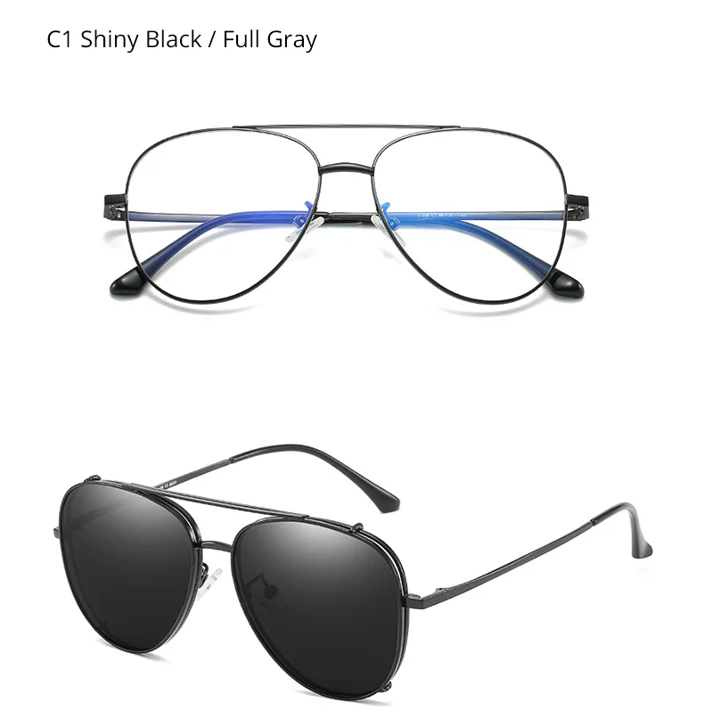 Ralferty Prescription Sunglasses Women Men Polarized Clip On Glasses Pilot Myopia Ladies Spectacle Frame 0 Degree Z17208