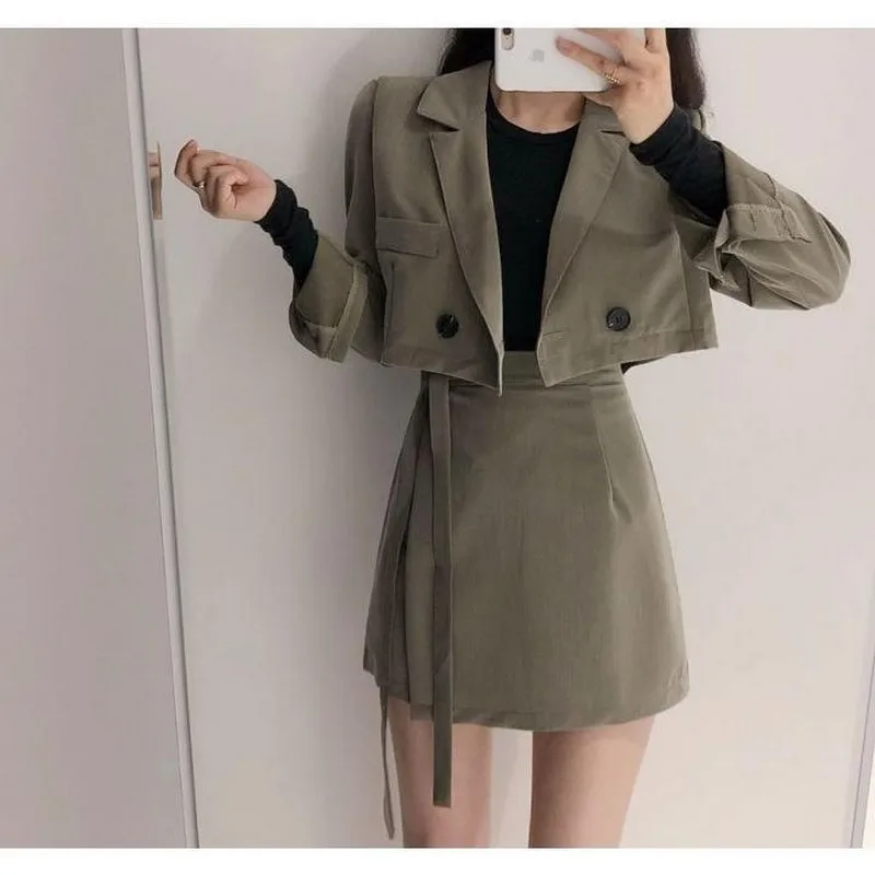 

two piece outfits short sets for women korean fashion clothing suit and skirt 2020 spring sweatsuit clothes matching sets