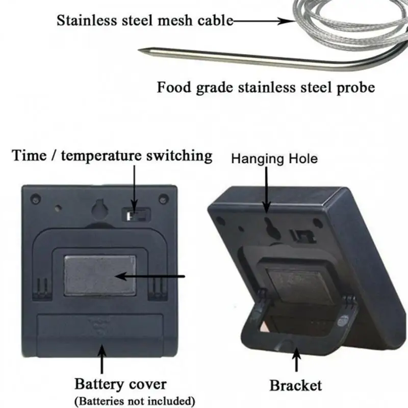 

ThermoPro Digital BBQ Meat Thermometer Grill Oven Thermomet With Steel & Thermometer Timer Probe Kitchen Cooking B9A7