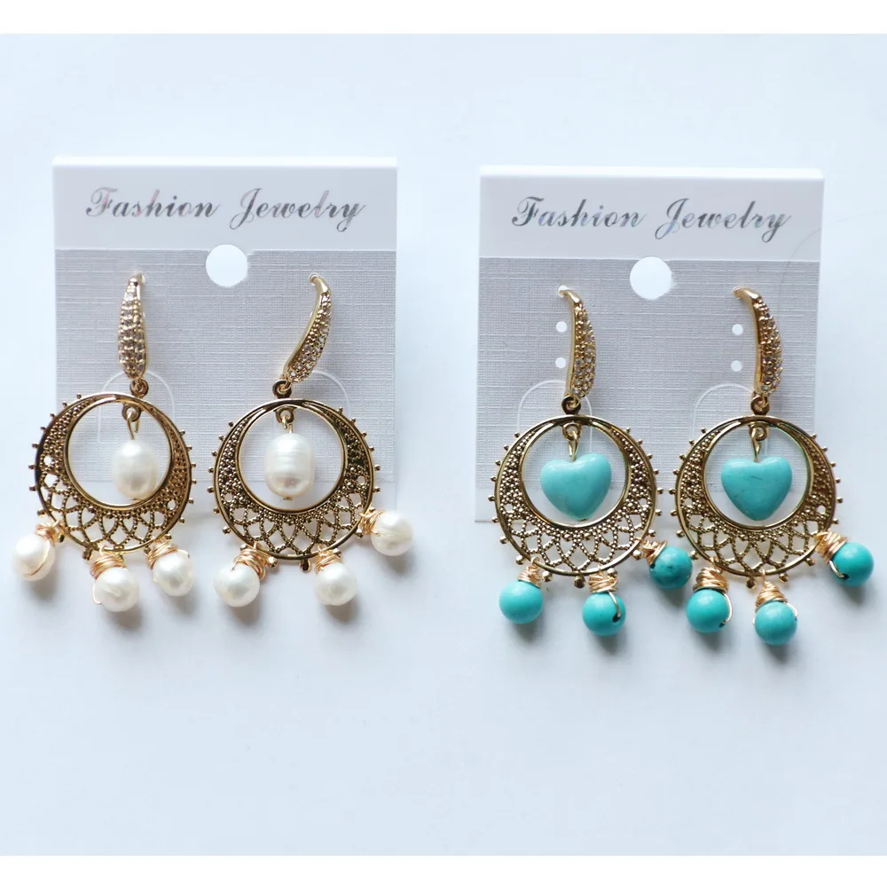 Новые модные серьги с пресноводным жемчугом ушные крючки кубическим цирконием