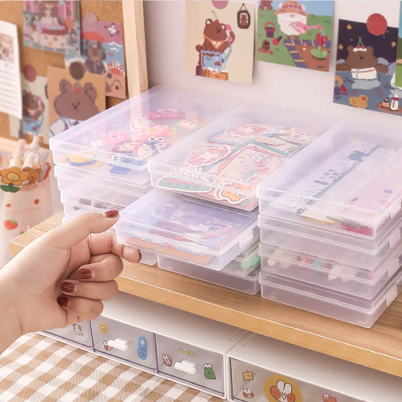 

Transparent Desktop Organizer Pencil case pouch bag Box Multi-function Plastic Box Office Accessories School supplies Stationery