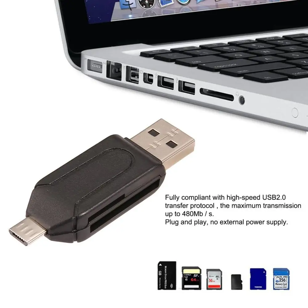 ABS 55x16x10 мм Универсальный кардридер для мобильного телефона ПК Micro USB OTG флэш-память