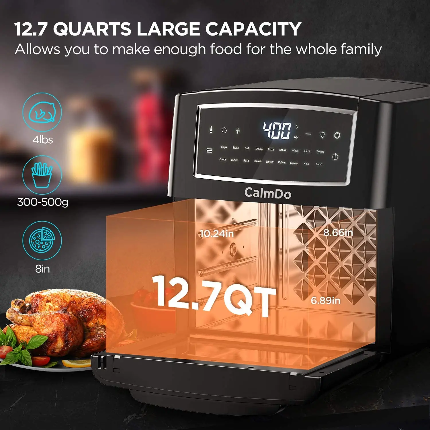 Безмасляная фритюрница CalmDo 1500 Вт 12L/12.7QT духовка для здоровья плита умная