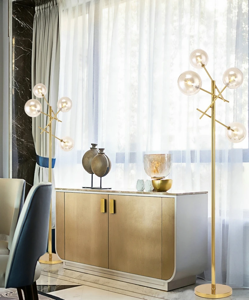 Стеклянная Напольная Лампа G4 в форме шара стоячая лампа из янтарного стекла