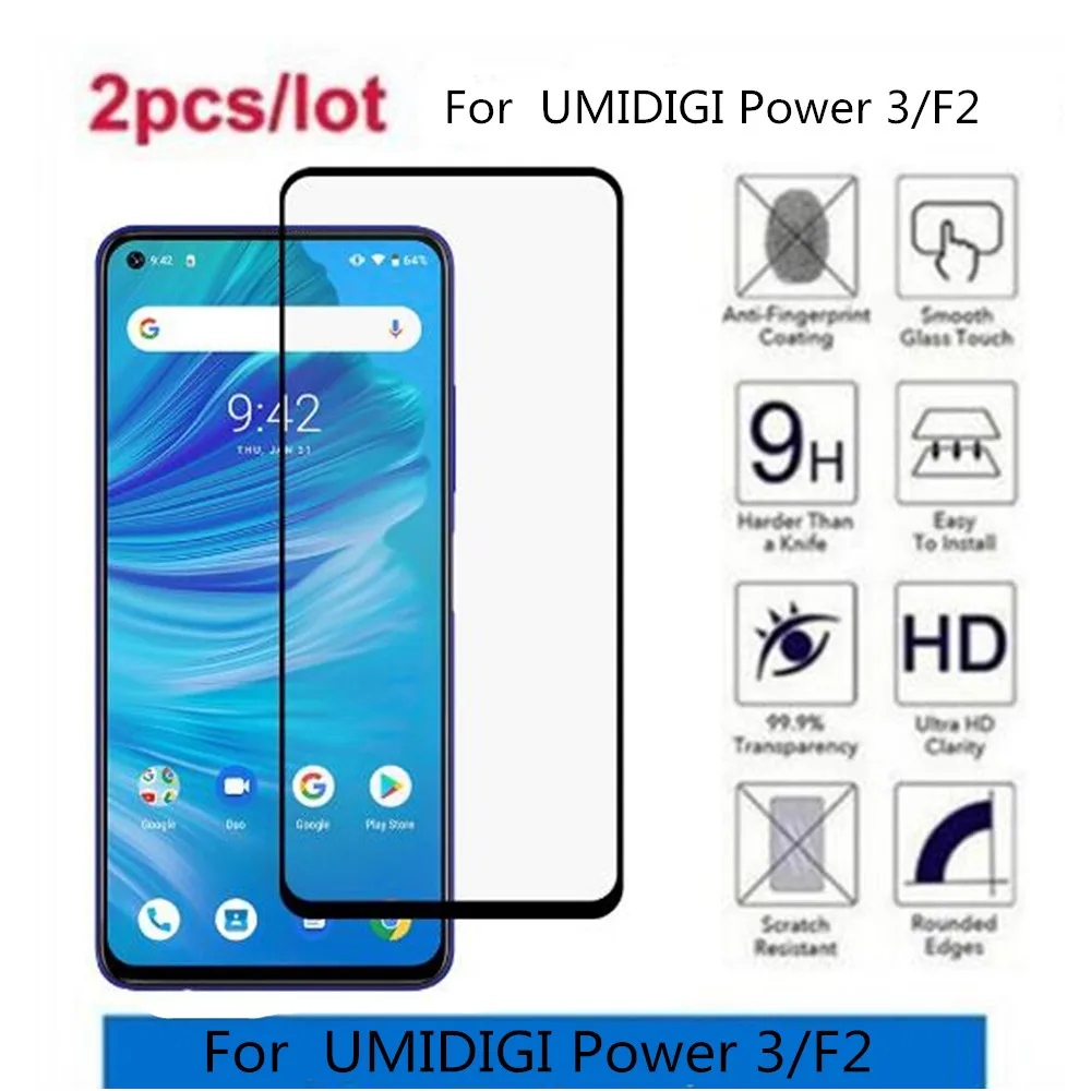 Закаленное стекло для UMIDIGI F2 черное полноэкранное Защитное Power 3|Защитные стёкла и