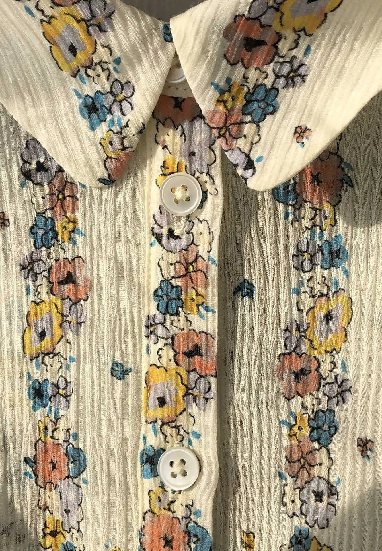 

Women Silk and Cotton Shirt Turn-Down Collar Floral Printing Long Sleeve Loose 2021 New Early Autumn Ladies Casual Blouses