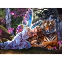 full round drill 5d diy diamond painting fantasie elf and tiger embroidery cross stitch mosaic home decor gift