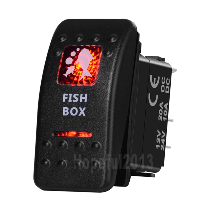 

Fish Box Car Boat SPST Rocker Toggle Switch Red Led 5 Pins On Off 12V 20A 24V 10A for Carling ARB Narva 4x4 Style