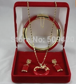 Бесплатная доставка&gt красивый красный нефрит круг дракон кулон ожерелье серьги