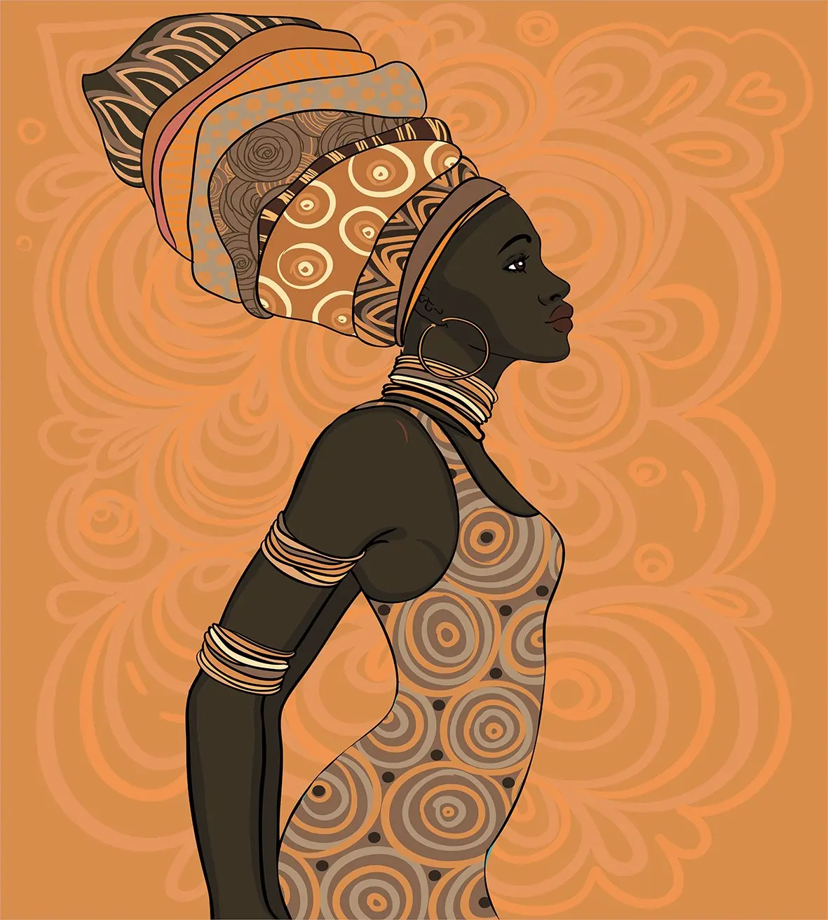 African Duvet Cover Set Indigenous People of Theme Local Woman in Traditional Turban and Dress Decorative 3 Piece Bedding Set