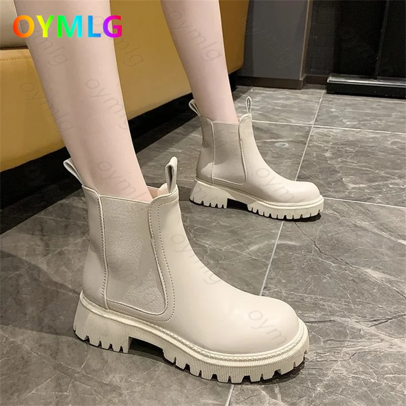 Martin boots female British style 2020 new autumn and winter single tide ins thick-soled mid-tube Chelsea short | Обувь