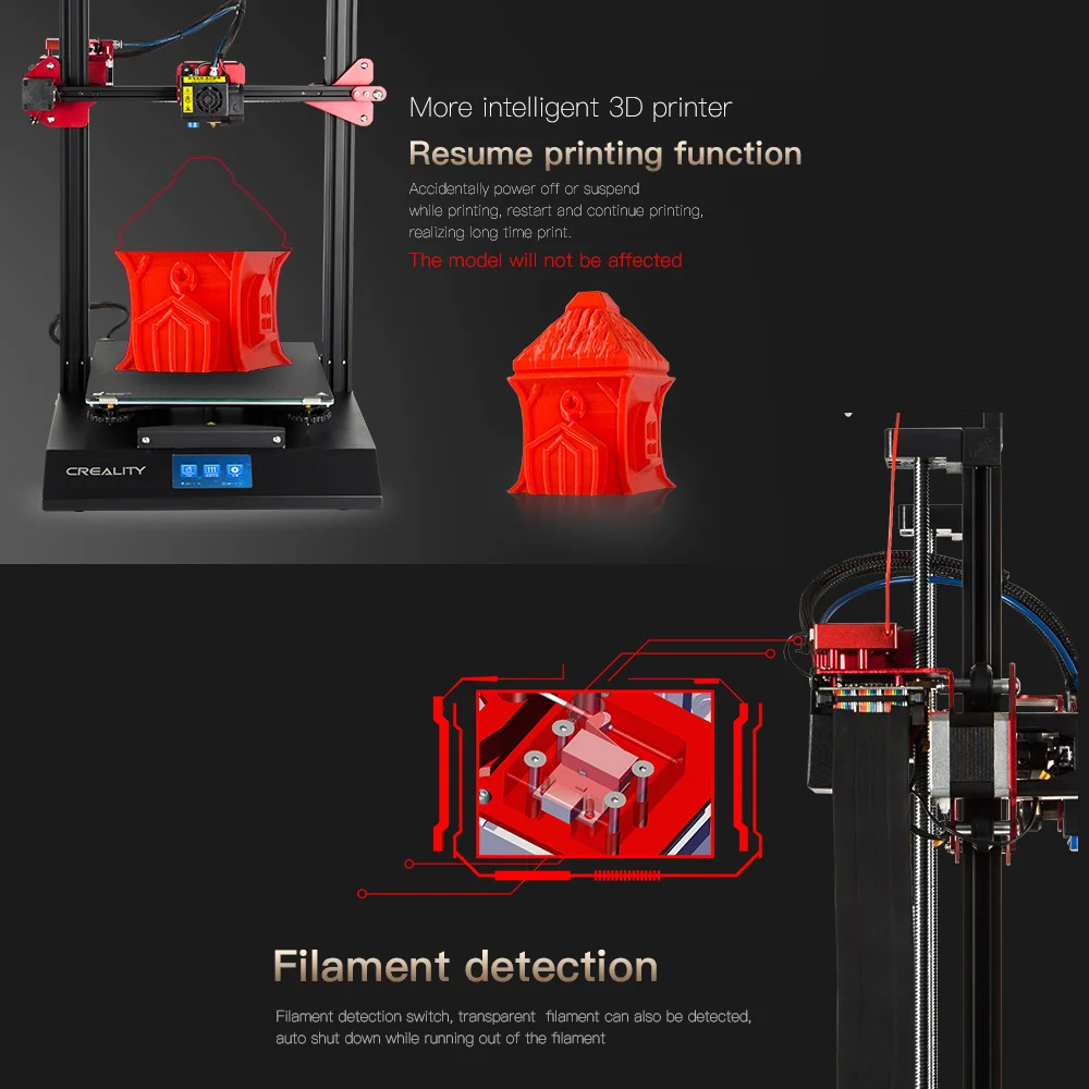 3D Printer CREALITY CR-10S Pro Upgraded Auto Leveling DIY Self-assembly Kit 300*300*400mm Large Print Size LCD Touchscreen