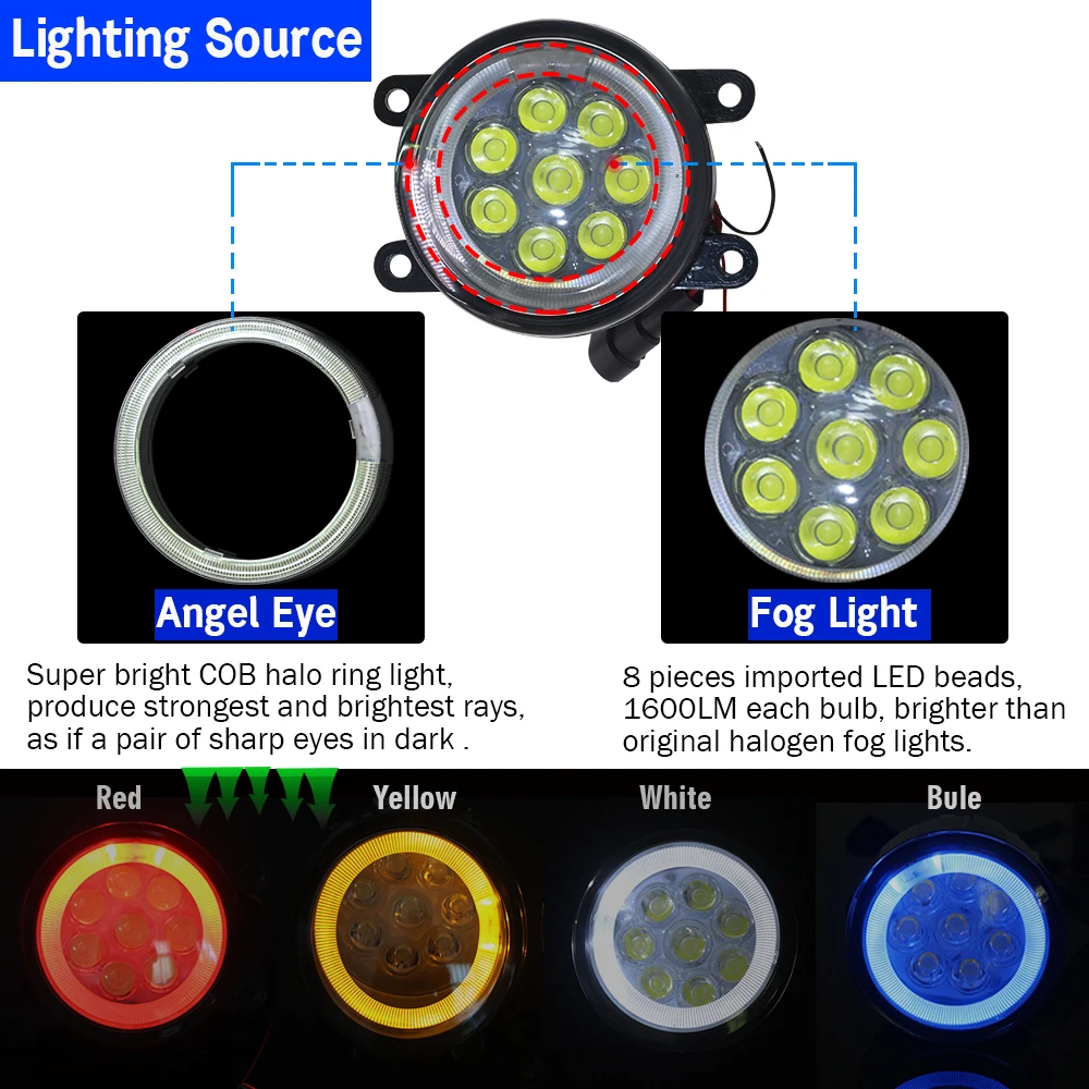 Cawanerl Автомобильные принадлежности LED противотуманные фары Angel Eye DRL Дневные ходовые огни для Suzuki Jimny FJ Внедорожник закрытого типа 1998-2014 годов.
