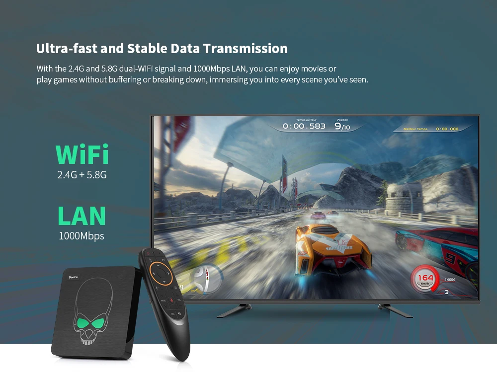 Beelink GT-King Android 9,0 tv Box Amlogic S922X 4 Гб 64 Гб 2,4G голосовой пульт дистанционного управления 1000 Мбит/с 4K HD 2,4G+ 5,8G WiFi USB3.0