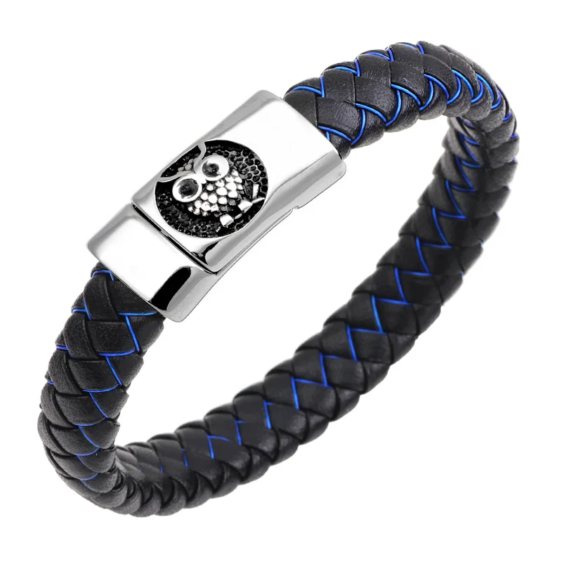 

European and American explosives simple natural lovely owl leather bracelet jewelry cowhide universal