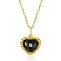 ly 925 sterling silver black agate 9k gold korean style elegant trendy fashion retro necklace for women fine jewelry