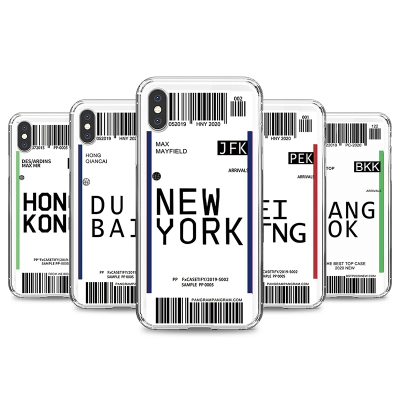 

Fashion Phone Case for IPhone 6s 7 8 11 12 Plus Pro Mini X XS MAX XR SE Air Ticket Cases Soft Silicone Fitted Accessorie Covers