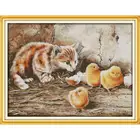 Китайская вышивка крестом Joy Sunday The Curious Cat Kits11 и 14CT, экологичный хлопок с печатью, новогодние украшения для дома, сделай сам