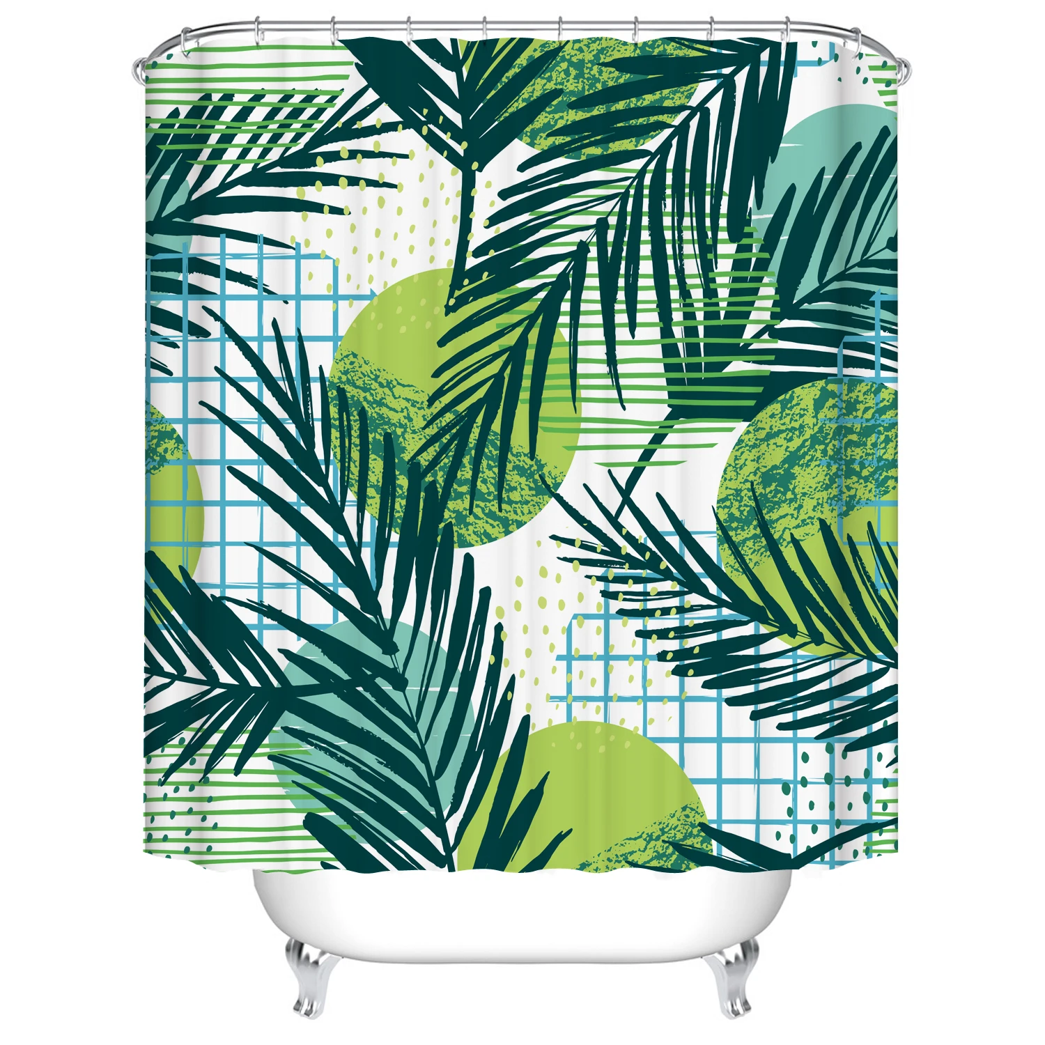 

Tropical Green Plant Palm Leaf Monstera Shower Curtains Bathroom Curtain African Shower Curtain Frabic Waterproof Bath Curtain