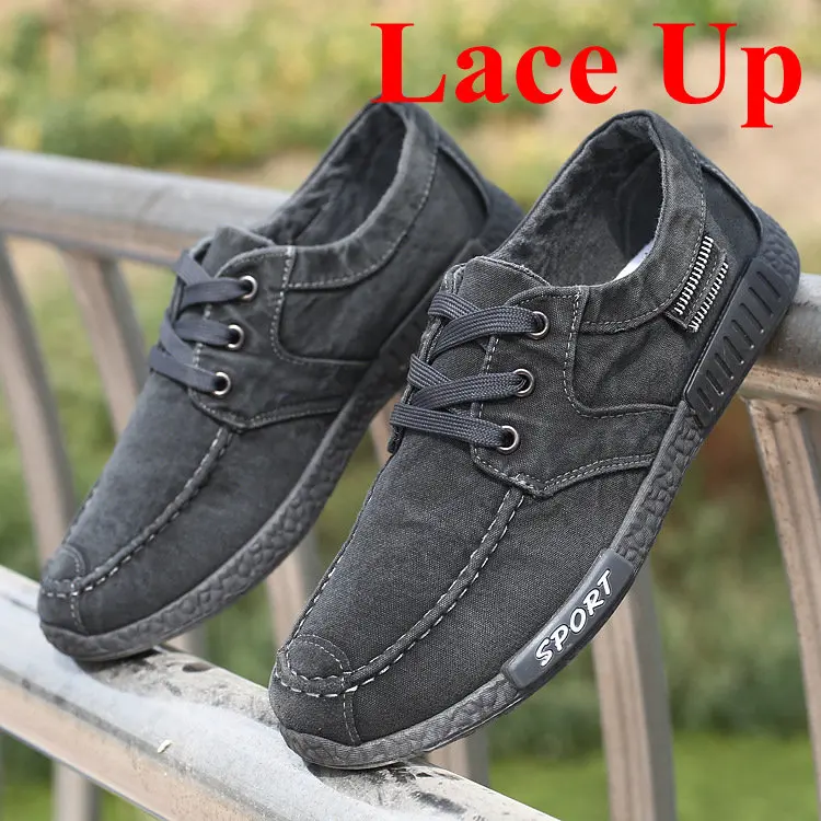 Кеды мужские из денима холщовые кроссовки лоферы без застежки повседневная