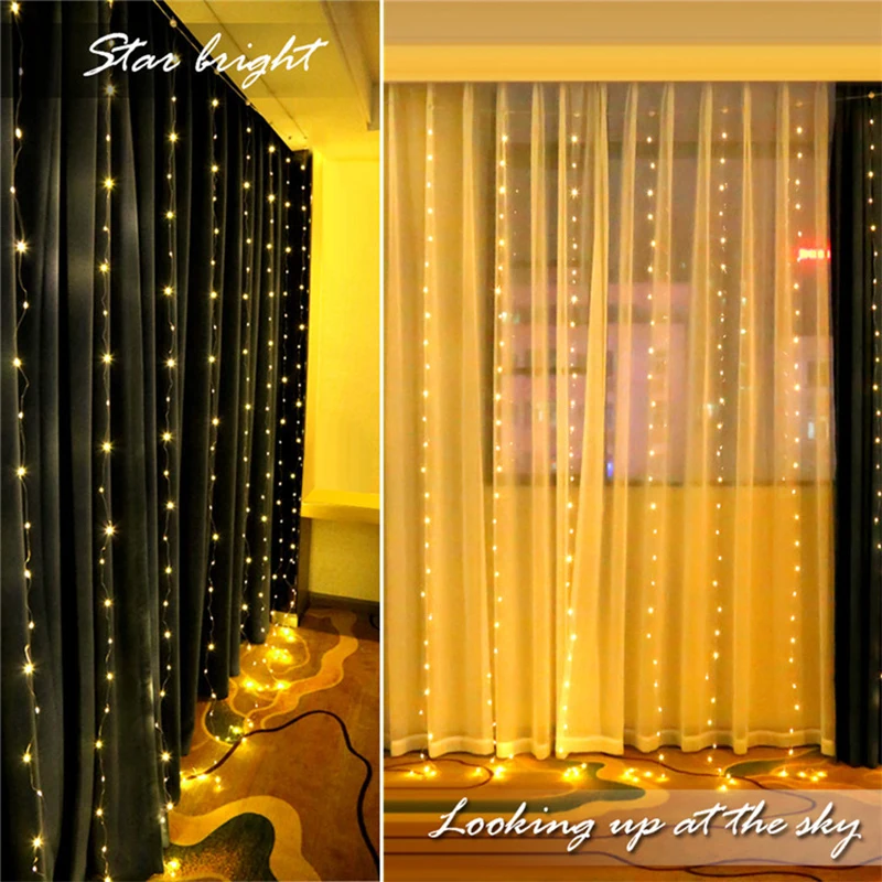 

3M 300 LED USB Curtain Lamp Remote control String Light New Year Christmas decoration for home bedroom window Bedroom Wall Decor
