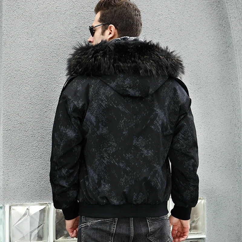 

Real Fur Parka Coat Men Winter Jacket Natural Rex Rabbit Fur Liner Short Camouflage Parkas Hombre 2020 82880 KJ2030