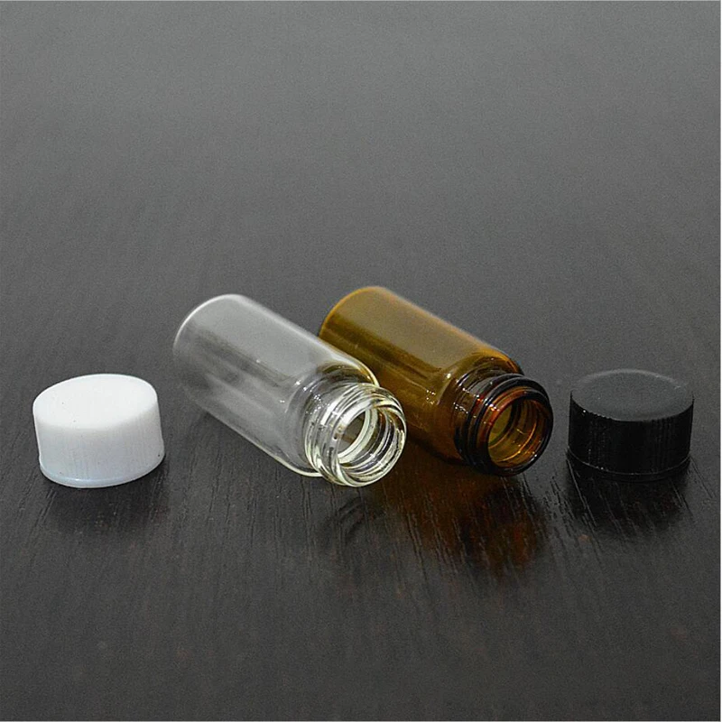 10Pcs 3ml/5ml Clear Amber Small Glass Vials Bottles Sample Laboratory Reagent Bottle Containers with Screw Cap | Красота и здоровье