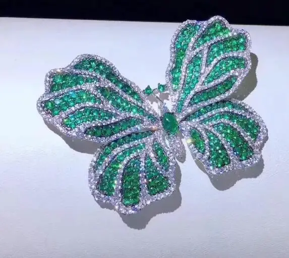 green SHANICE, большая бабочка, брендовая, золотой цвет, кубический цирконий, кристалл, брошь для женщин, жемчужные булавки, натуральная оболочка, брошь, свитер-корсаж - Окраска металла: green