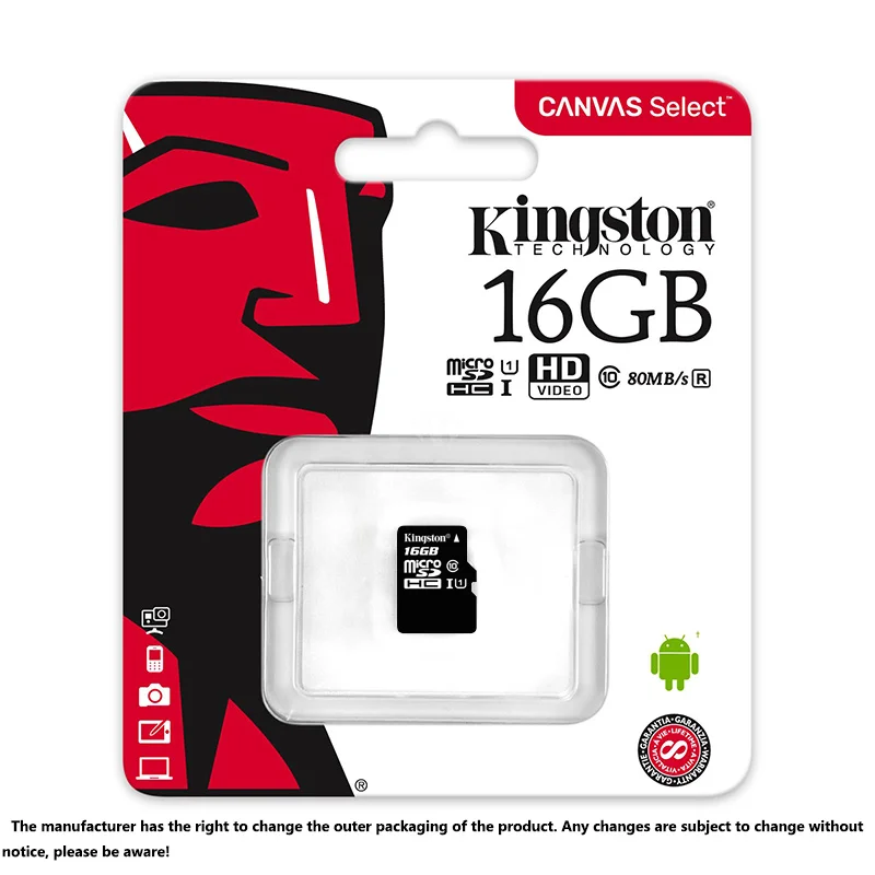 Kingston Microsd 8 ГБ 16 32 64 Гб 128 256 карта памяти класс 10 SDHC TF с адаптером для карт/ридером
