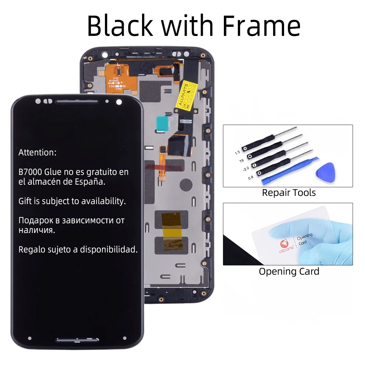 Black with Frame AMOLED Дисплей для Motorola Moto X2 LCD в сборе с тачскрином на рамке черный белый - Цвет: Black with Frame