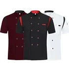 Летние дышащие с коротким рукавом униформа для повара отеля ресторана Кухня Кулинария рубашка выпечки кухни парикмахера Рабочая куртка унисекс