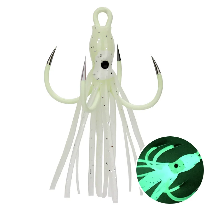 

Night light four hook claw hooks anchor hook octopus squid bait body fish iron plate swivel treble lot fishing Noctilucent