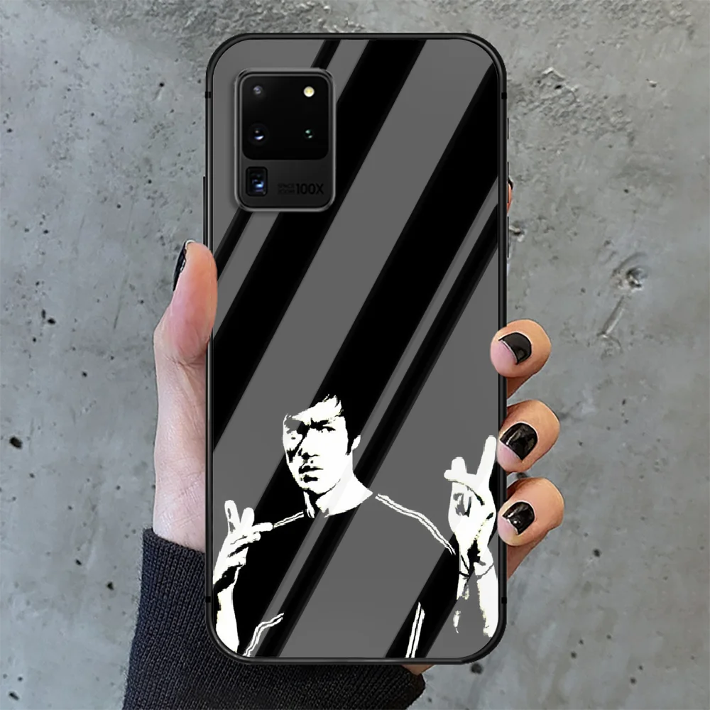 

Chinese Kung Fu Bruce Lee Phone Tempered Glass Case Cover For Samsung Galaxy S Note 5 6 9 10 10E 20 21 FE Plus Uitra Coque